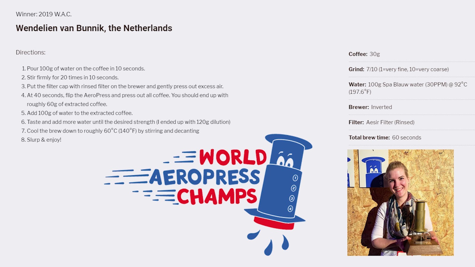 World Aeropress Championship Winning Recipes of the Last 5 Years