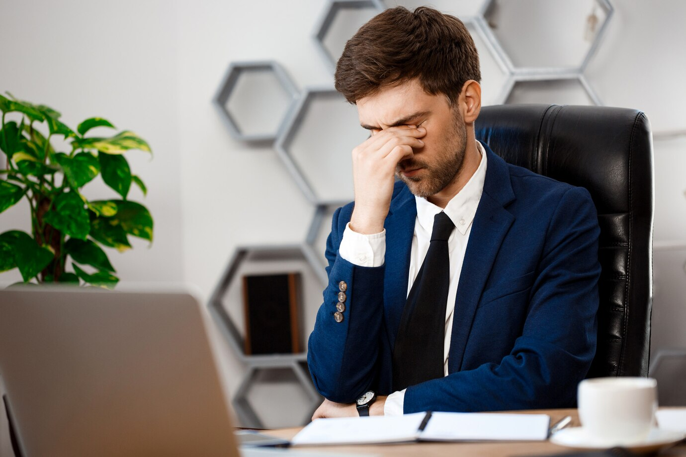 A young stressed businessman