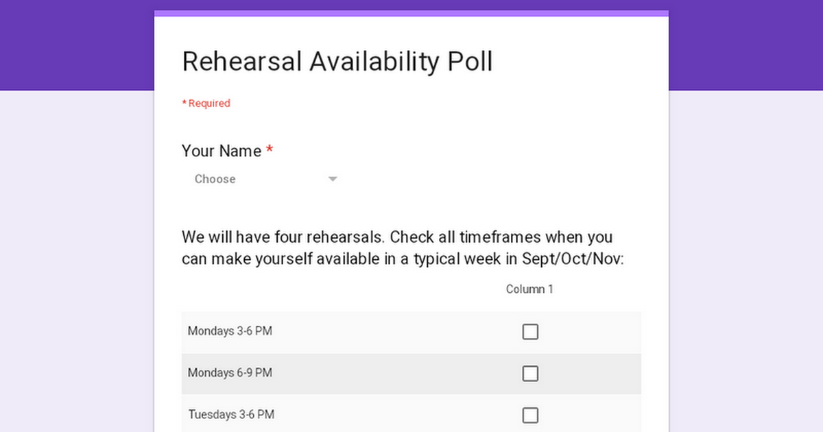 Rehearsal Availability Poll