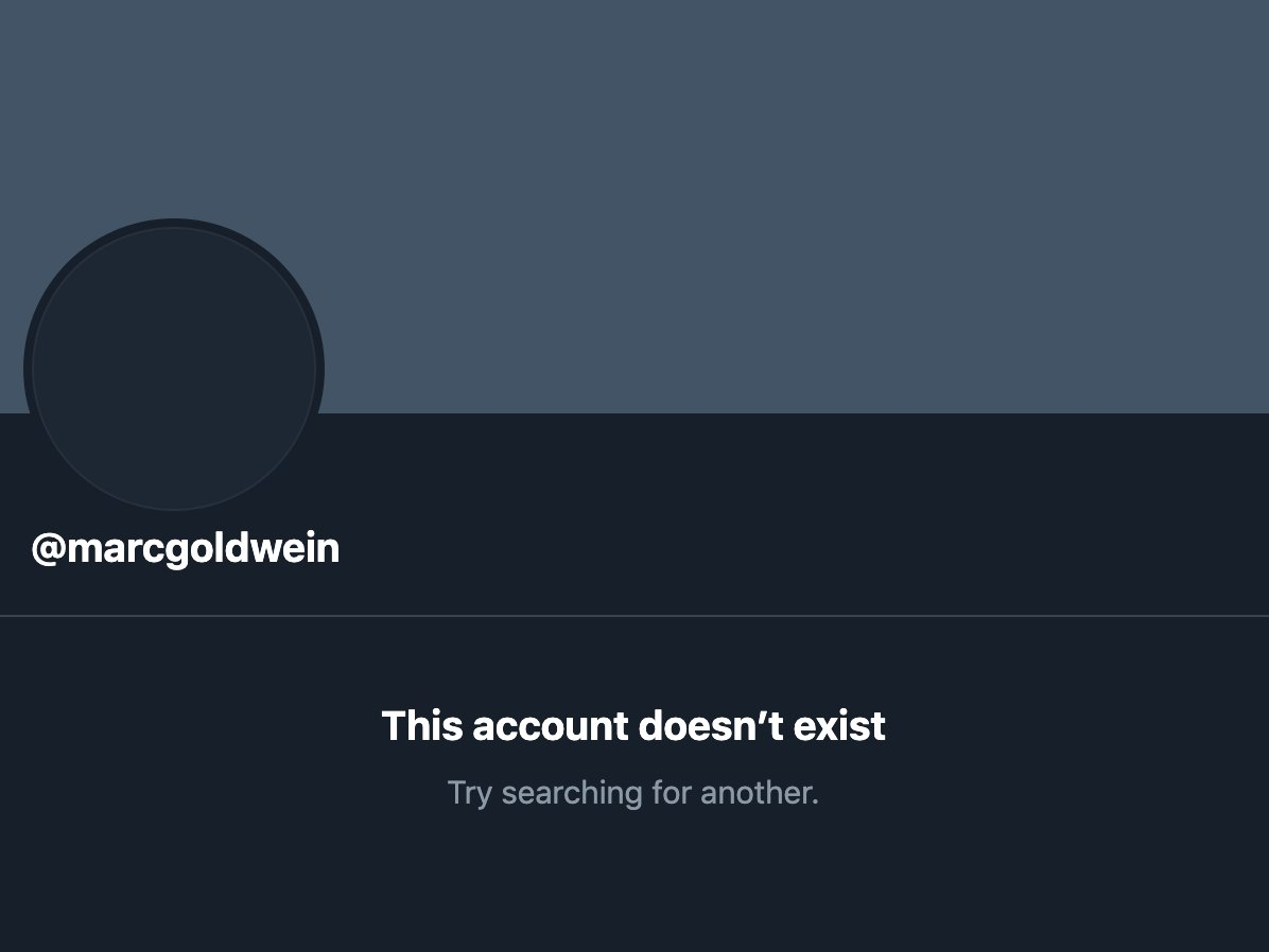 Screenshot of the twitter page that was once @MarcGoldwein