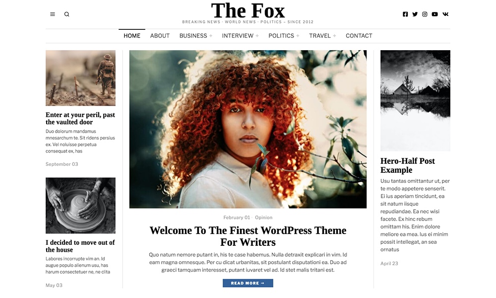 The Fox - Tema de revista de blog moderno