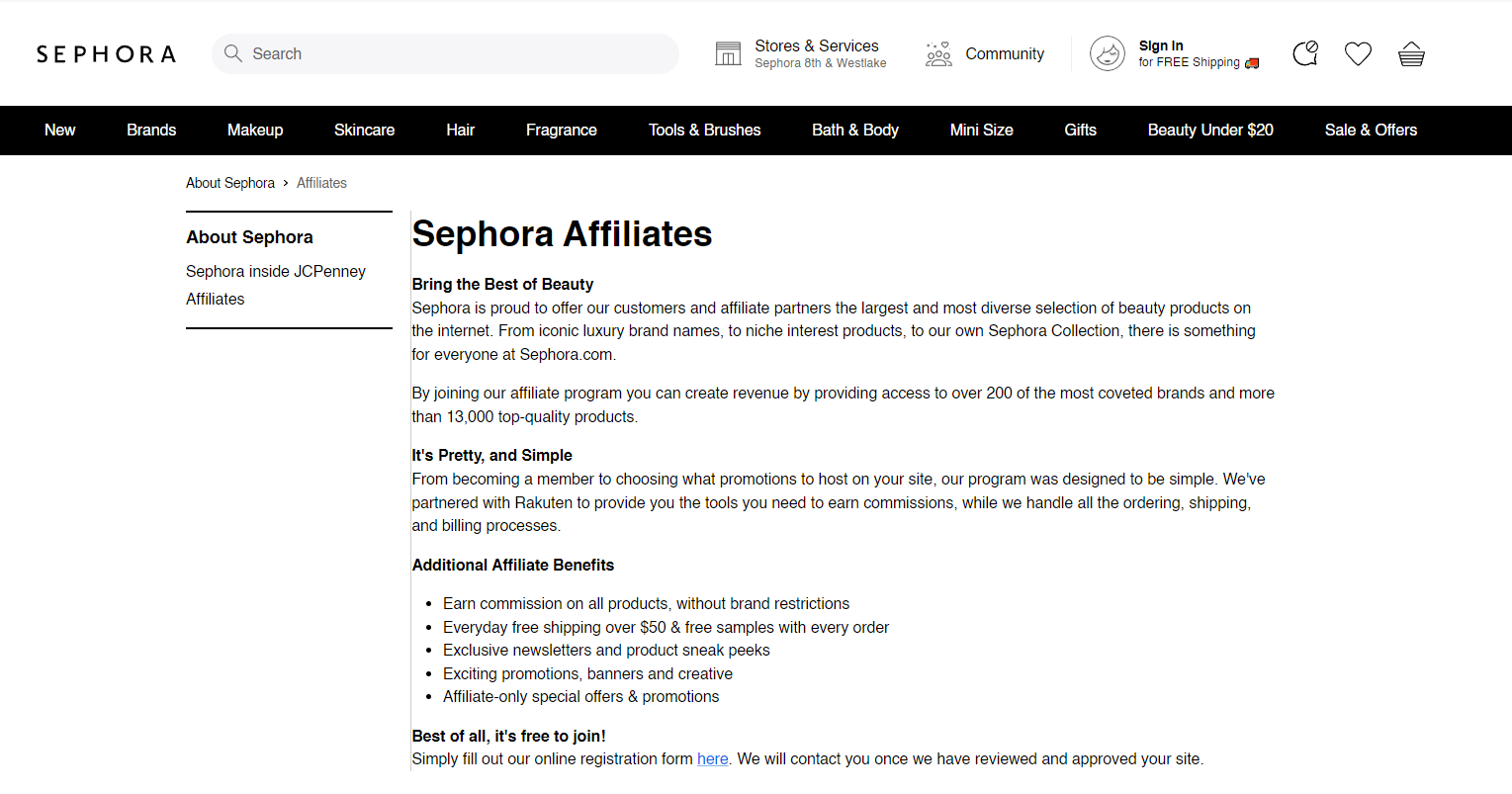 Sephora affiliates
