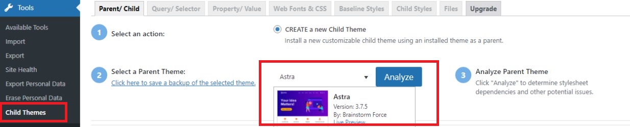 How to use child theme configurator for creating a WordPress child theme