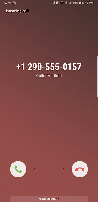Caller ID showing "Caller Verified" for an outbound caller with A-level attestation