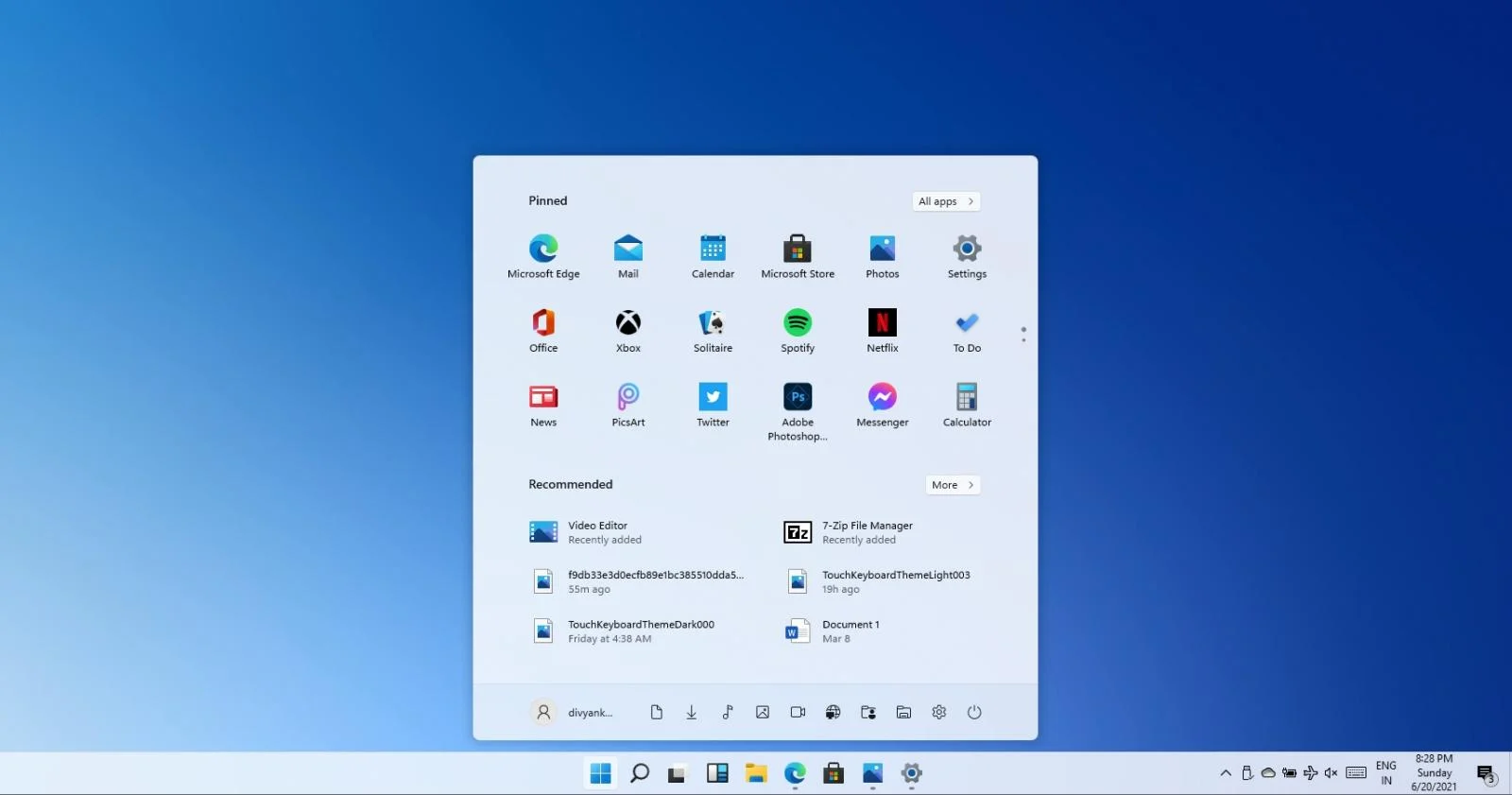 Windows11の新しいスタートメニュー