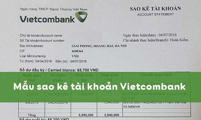 Mẫu giấy đề nghị in sao kê ngân hàng Vietcombank