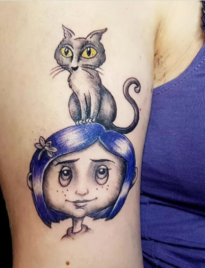 Cat On Head Coraline Tattoos