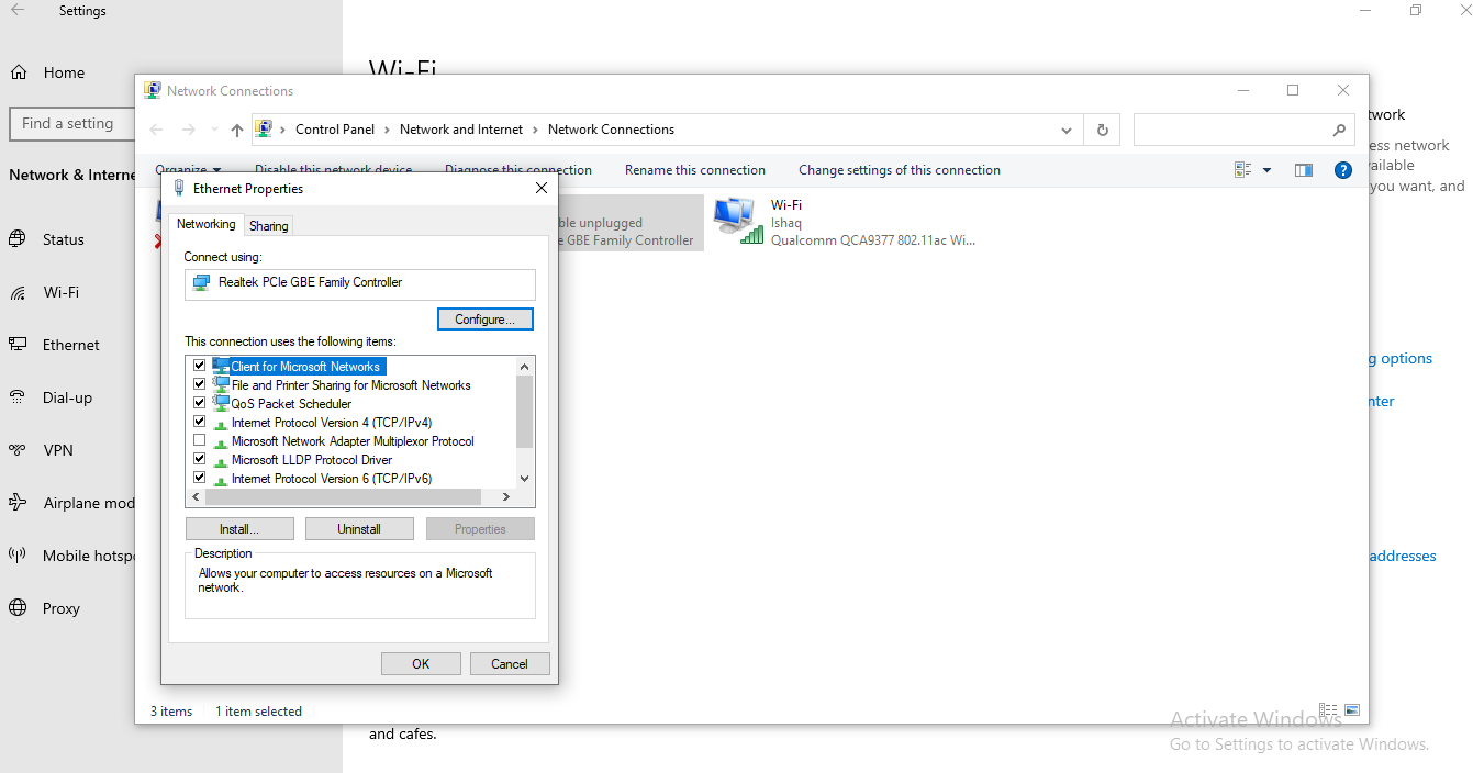 Ethernet device setting