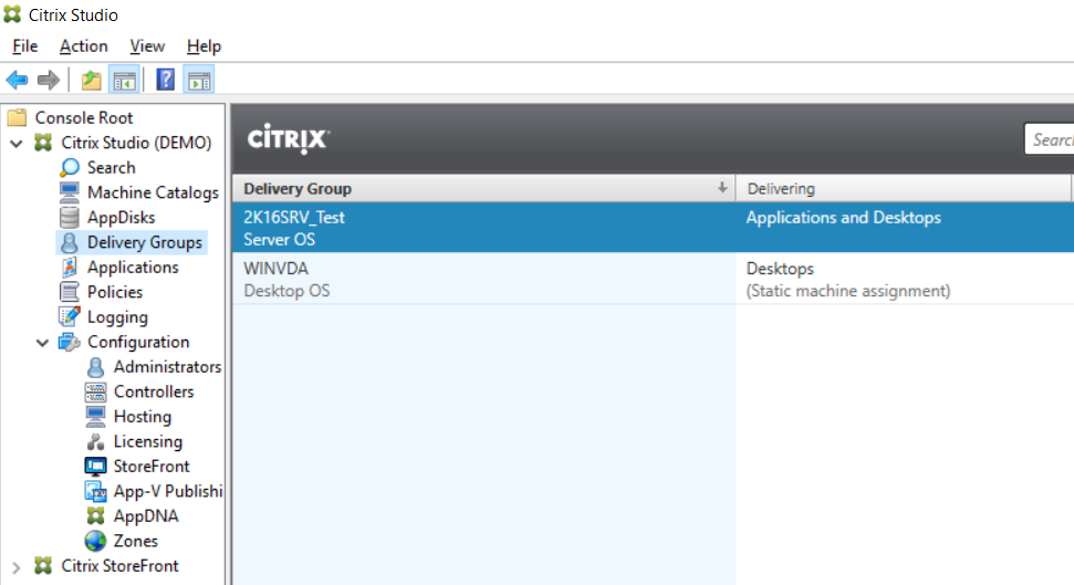 citrix delivery group static machine assignment