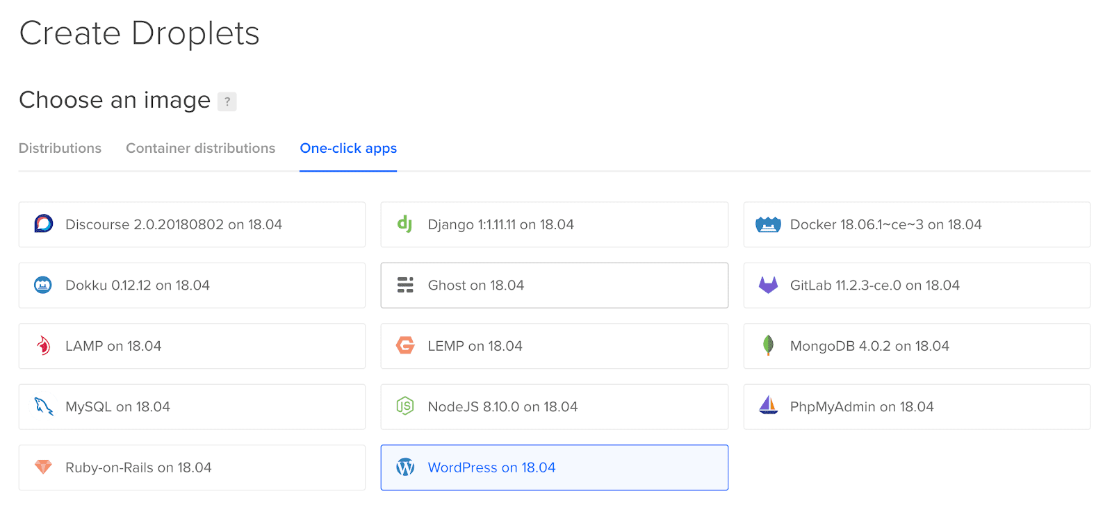 instalação do wordpress de uma imprensa da digitalocean
