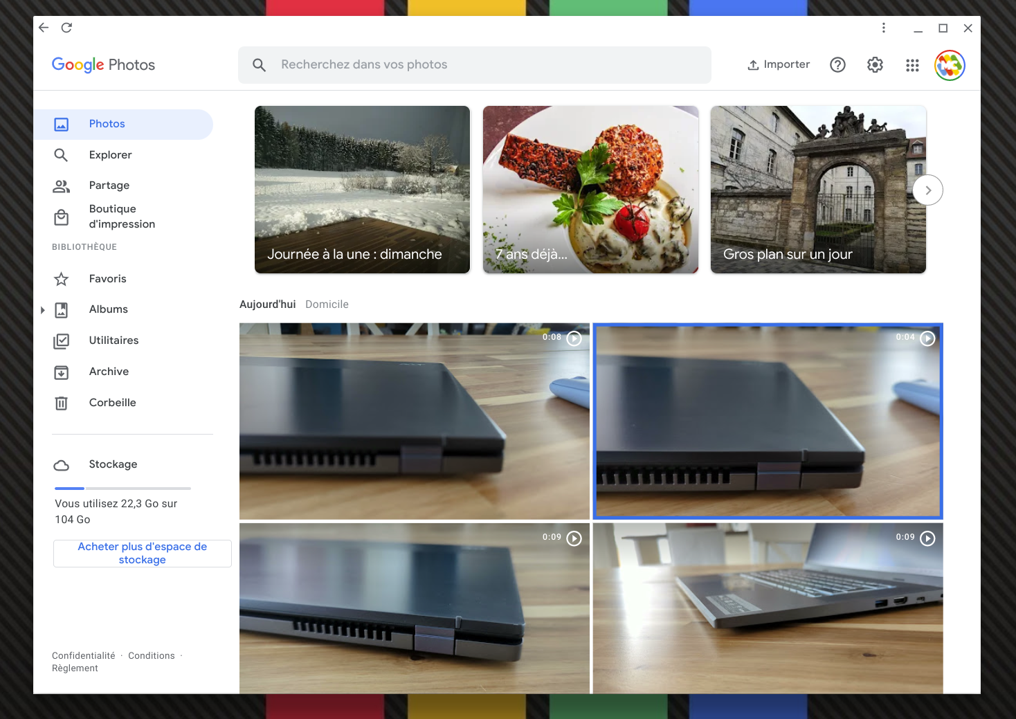 La page web de Google Photos sur ChromeOS