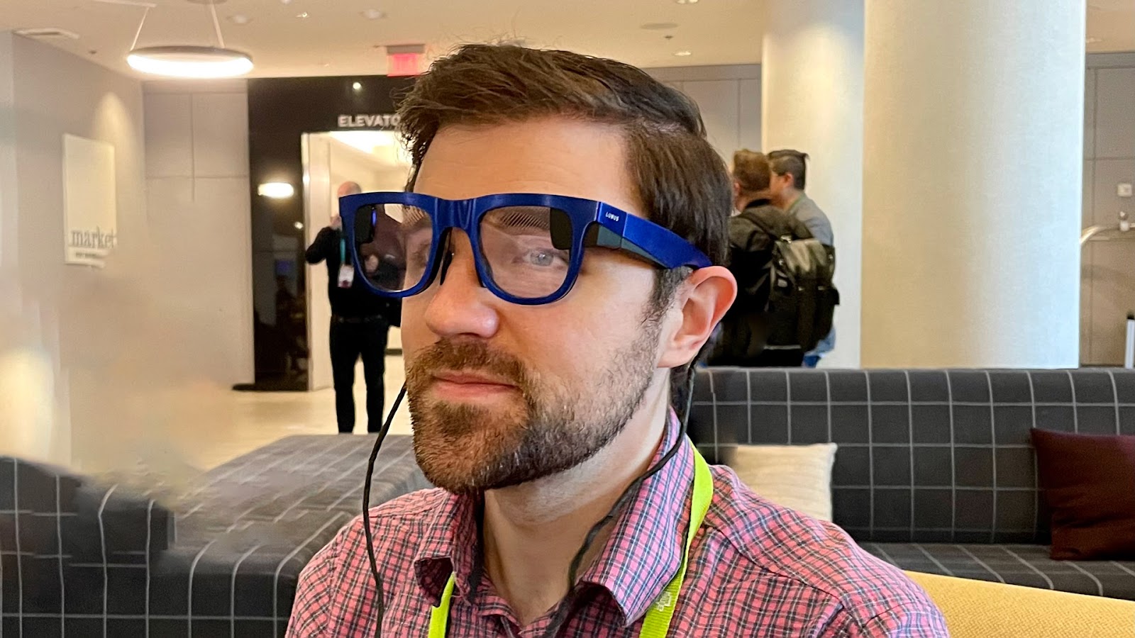 Man wearing Lumus AR glasses