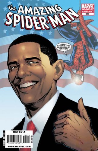 THe Amazing Spider-Man comic, featuring then-President Obama. Image via Twitter.