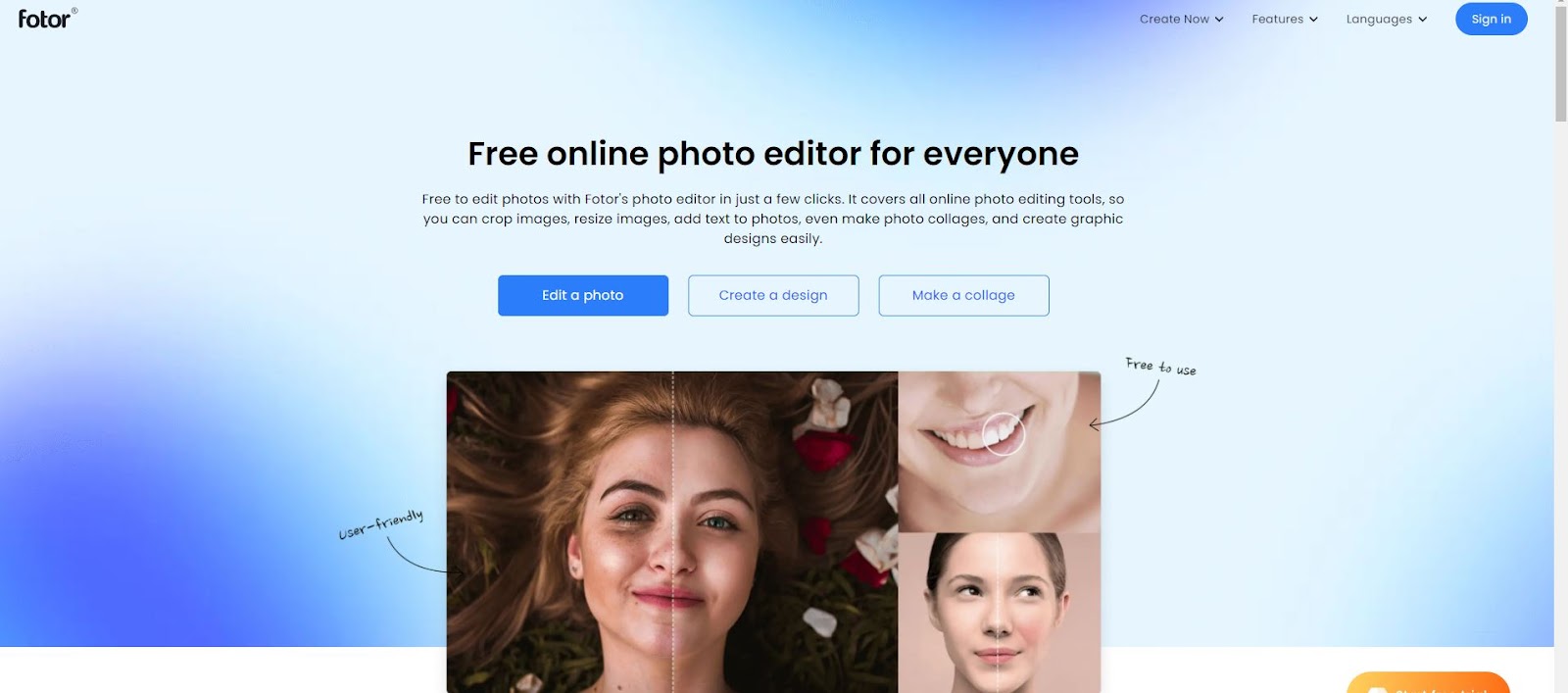 Is there any user-friendly online photo editor that is free to use