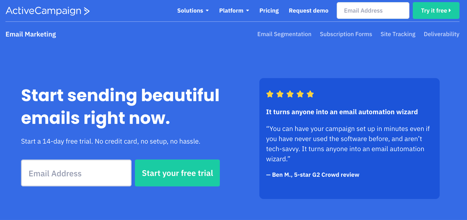 ActiveCampaign’s Featured Product Review SaaS copywriting