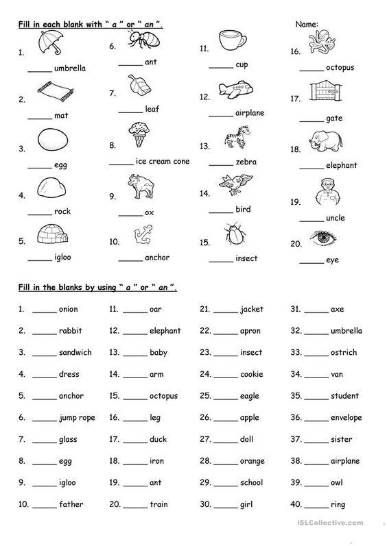 A or An worksheet - Free ESL printable worksheets made by teachers