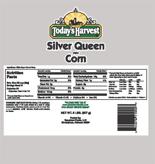 Today’s Harvest Silver Queen style Corn, Nutrition Facts Panel