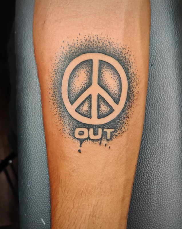 Stylish Peace & OUT Tattoo