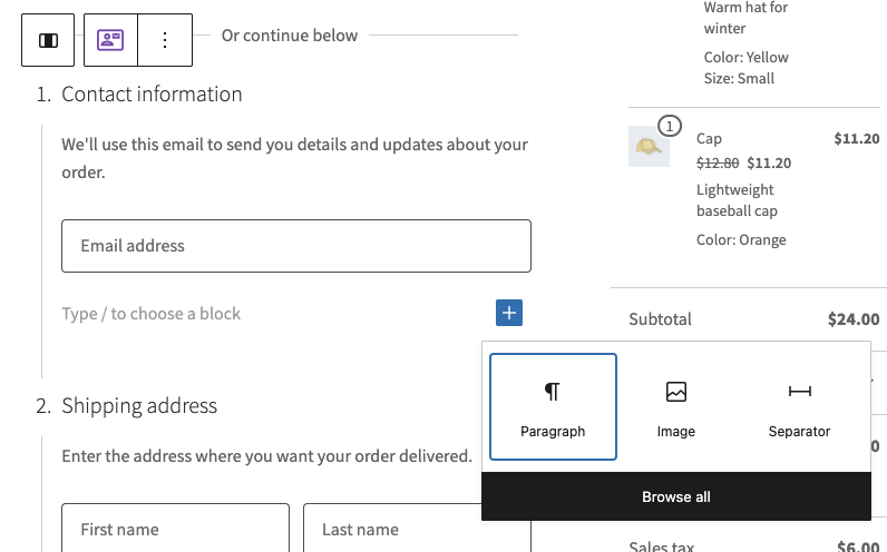 Image of the Checkout Block