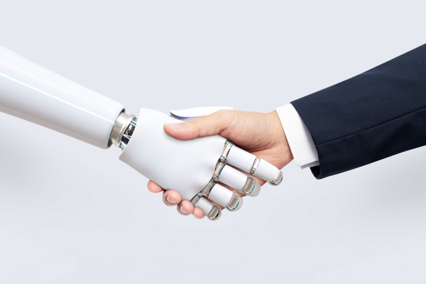 shake hands-robot-man