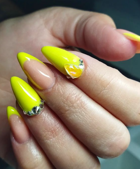 Lemon and Almonds Neon Nail Designs