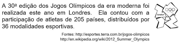 Sabendo que o Brasil participou, com pelo menos um representante, em  5/6 do total das 
modalidades esportivas disputadas, a quantidade de modalidades esportivas que tiveram algum representante do Brasil foi 