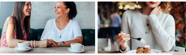 Mutter und Tochter trinken Kaffee in einem Restaurant - Mädchen isst Dessert - Frühstück zur Steigerung des Umsatzes