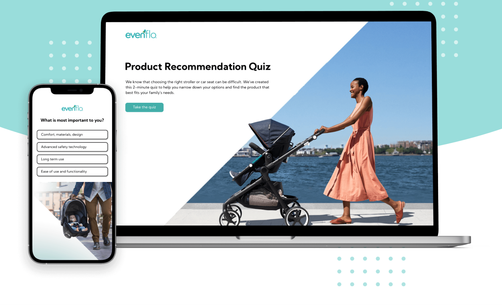 A 5-question quiz to match a consumer with the right baby gear product. 