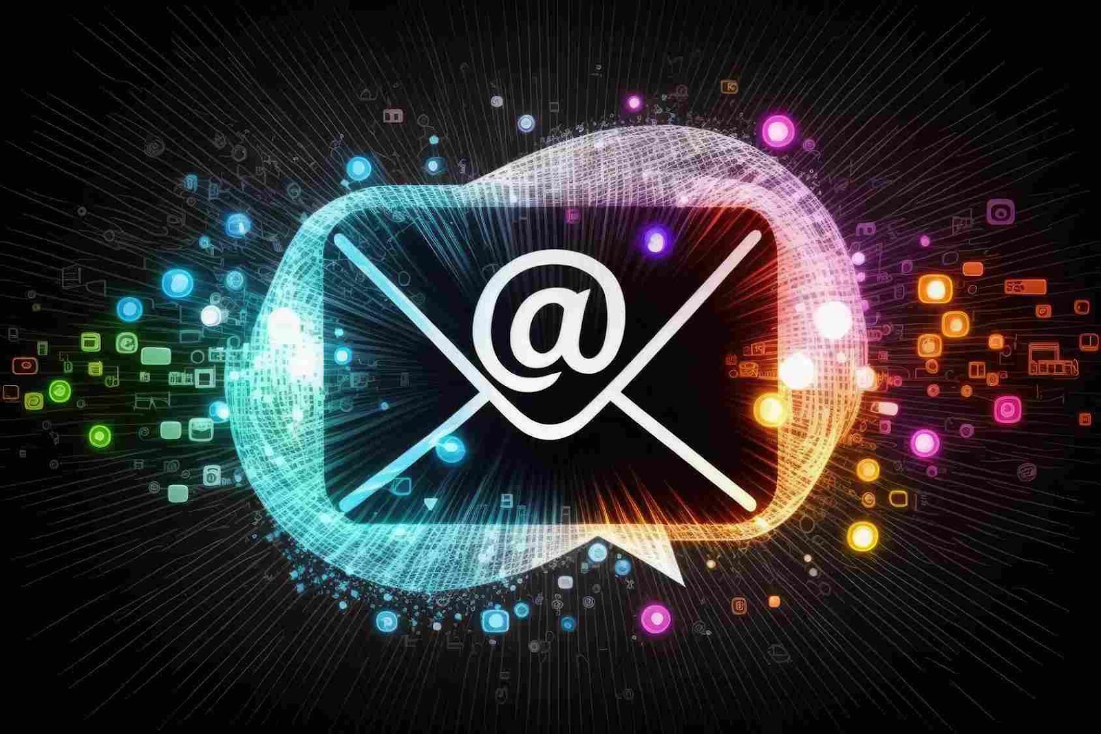 A colorful glowing mail in a bubble

Description automatically generated