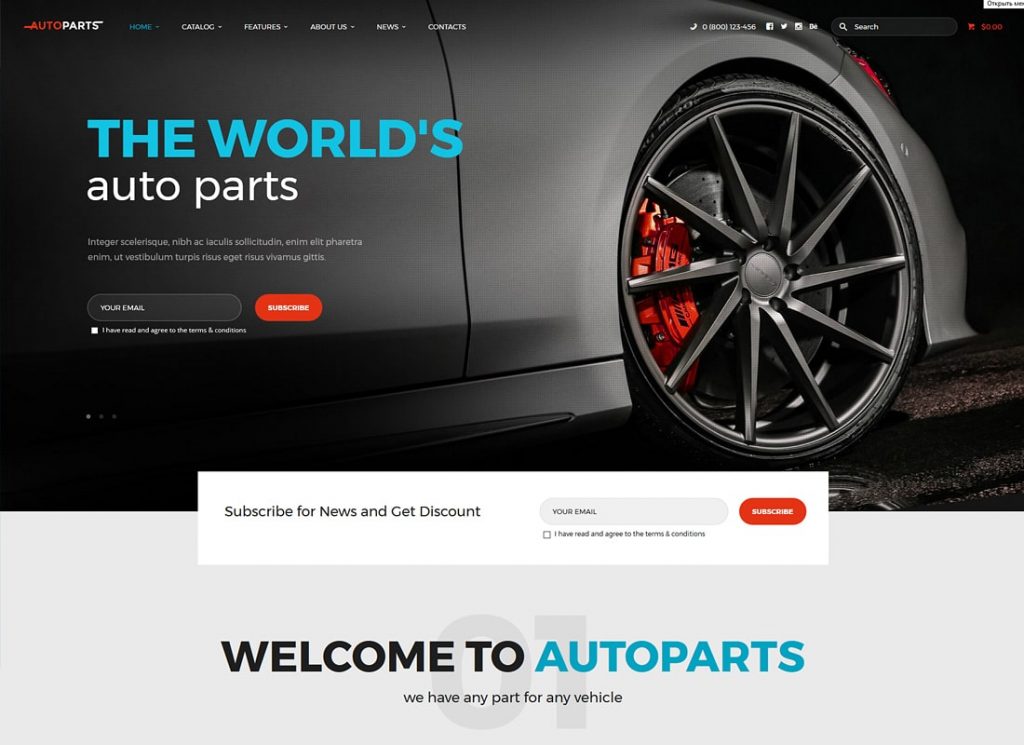 Thème WordPress pour magasin de pièces détachées et de services automobiles + Elementor