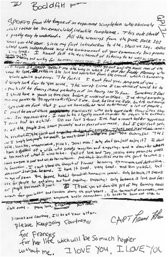 kurt cobain suicidé note