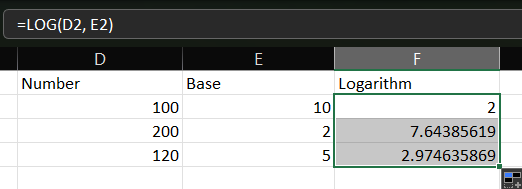 How to Get Logarithm of a Number in Excel