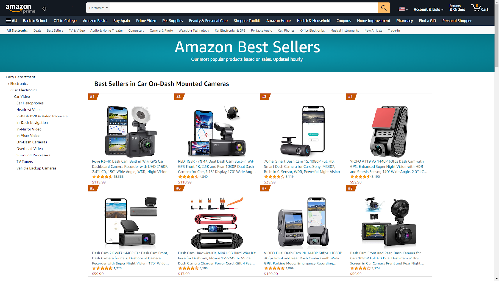 Amazon best sellers page screenshot