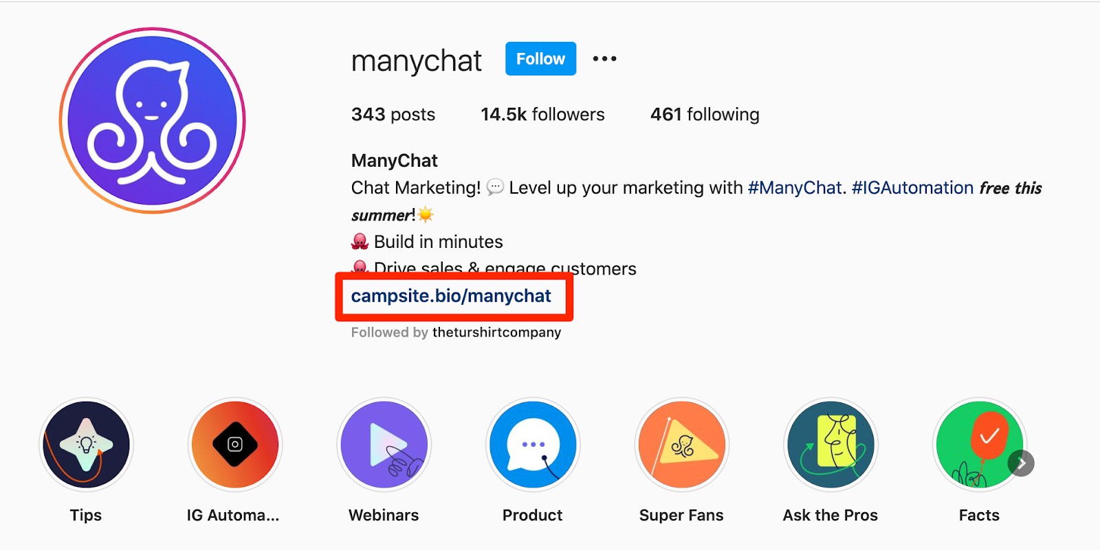 manychat instagram profile