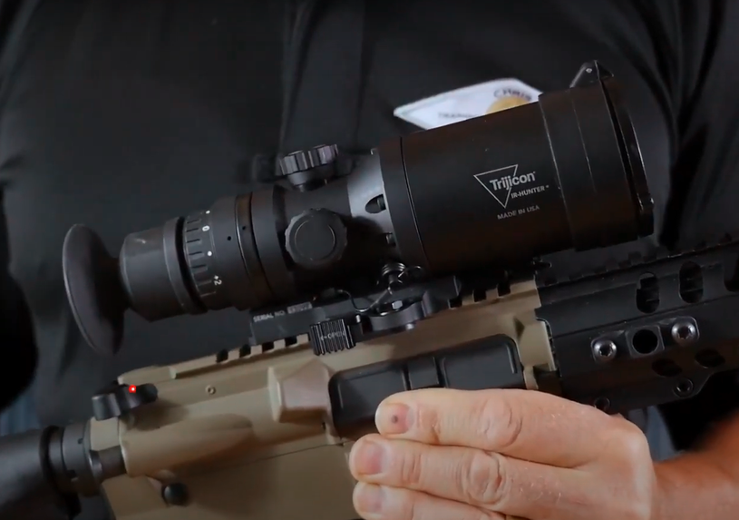 image of trijicon IR hunter thermal optic mounted on a rifle 