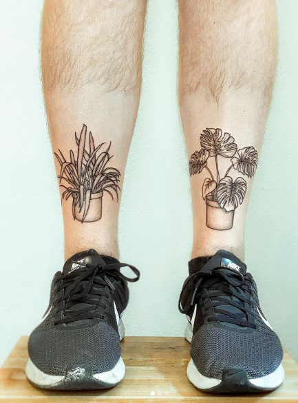 Ankle Monstera Tattoo