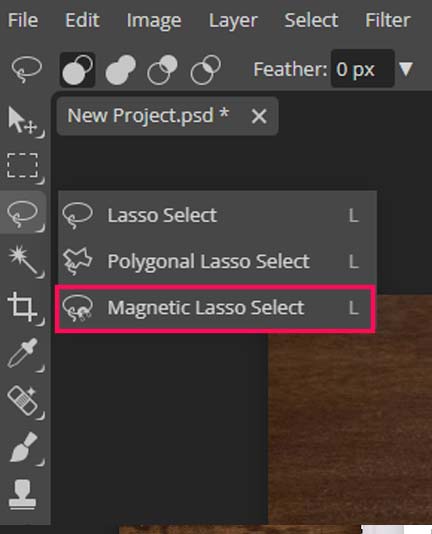 magnetic lasso selections tool in photopea