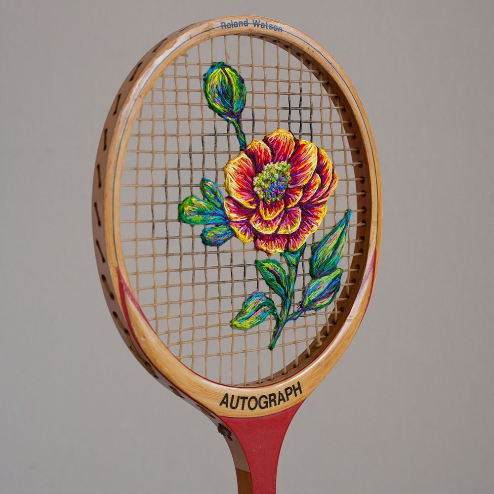 embroidery on a racket