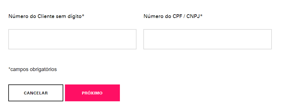 Para ter uma conta no site da Enel, basta informar número de cliente e CPF e seguir o fluxo de cadastro.