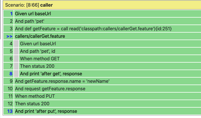 HTML report of caller scenario