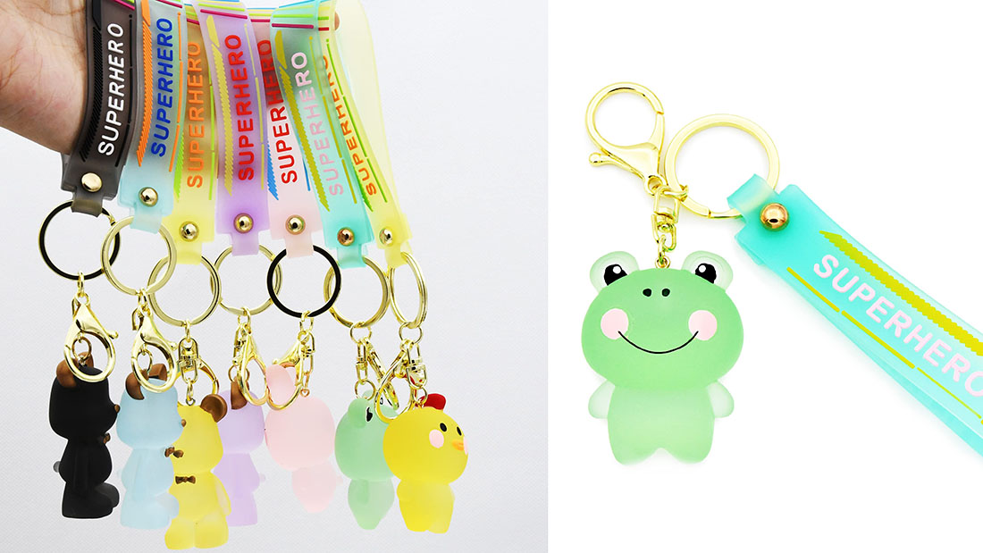 little green frog key ring rubber gift items for business promotion
