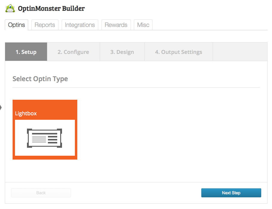 Configuração do OptinMonster