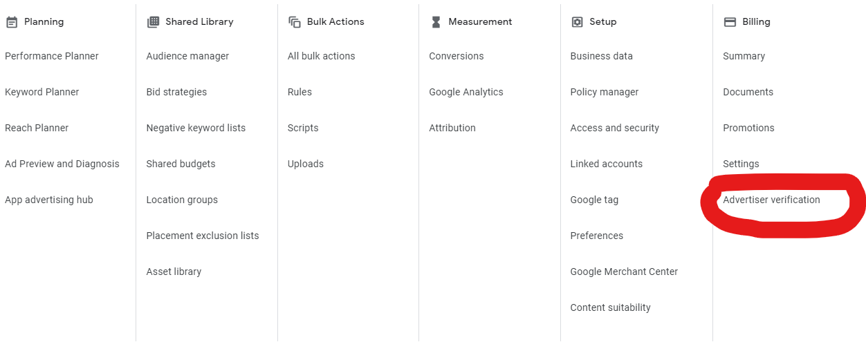 Google Advertiser Verification