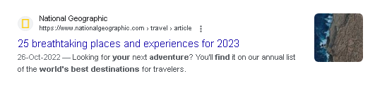Travel- Example of Meta Description 10: 