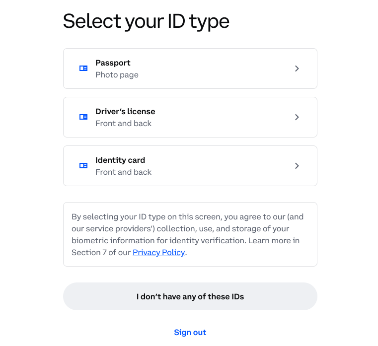 Select ID type 
