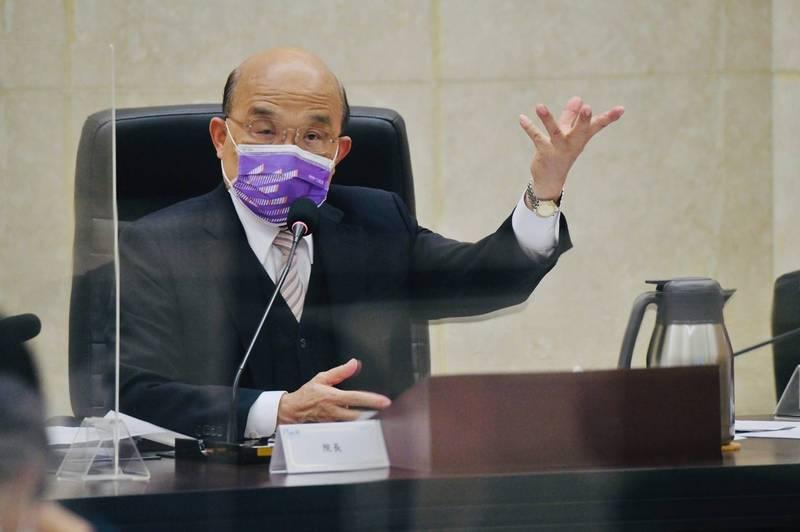 行政院長蘇貞昌表示,境外敵對勢力滲透各機關竊取機密,應預防於先。(行政院提供)