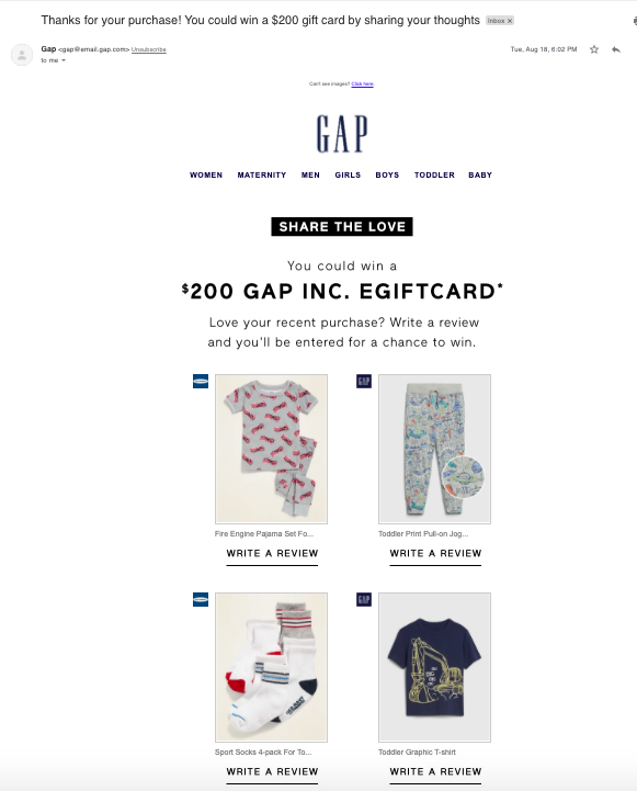 Gap review request email example