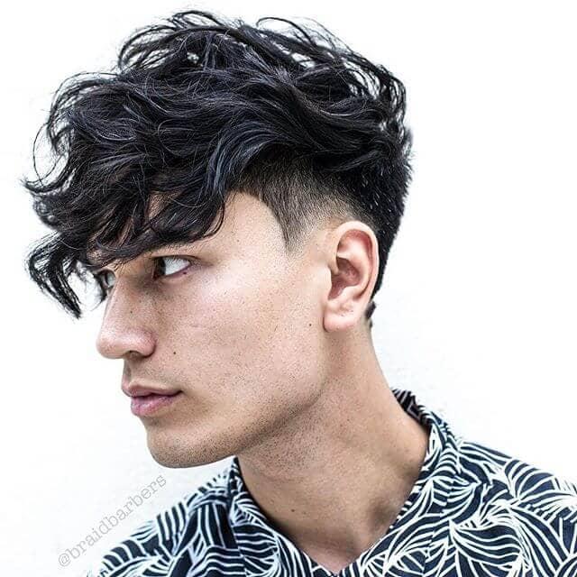 Curly Undercut with Elongated Fringe 