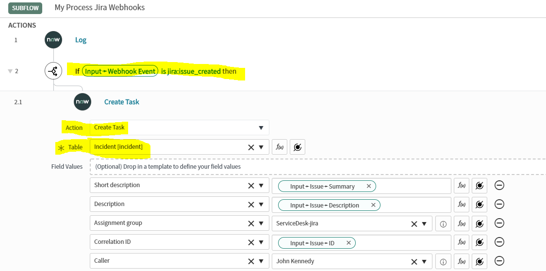 creating incident in ServiceNow 