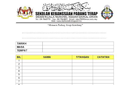 Contoh Borang Kehadiran Program